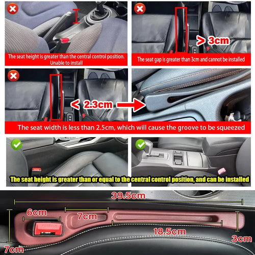 1 Pair Car Seat Gap Filler Leak Proof Crevice Storage Organizer Universal Fit Between Seats Console Auto Interior Accessories