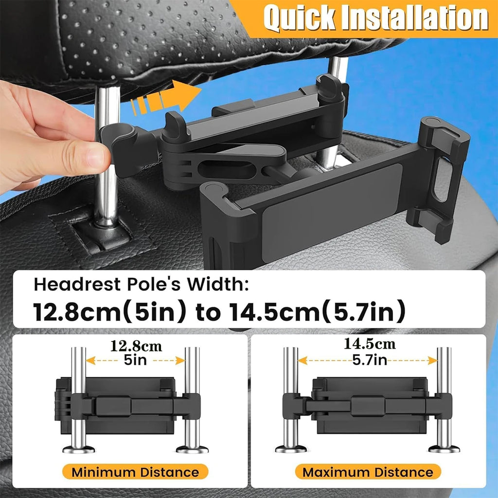 Adjustable Headrest Tablet & Phone Holder – 4.7–12.9 Inch
