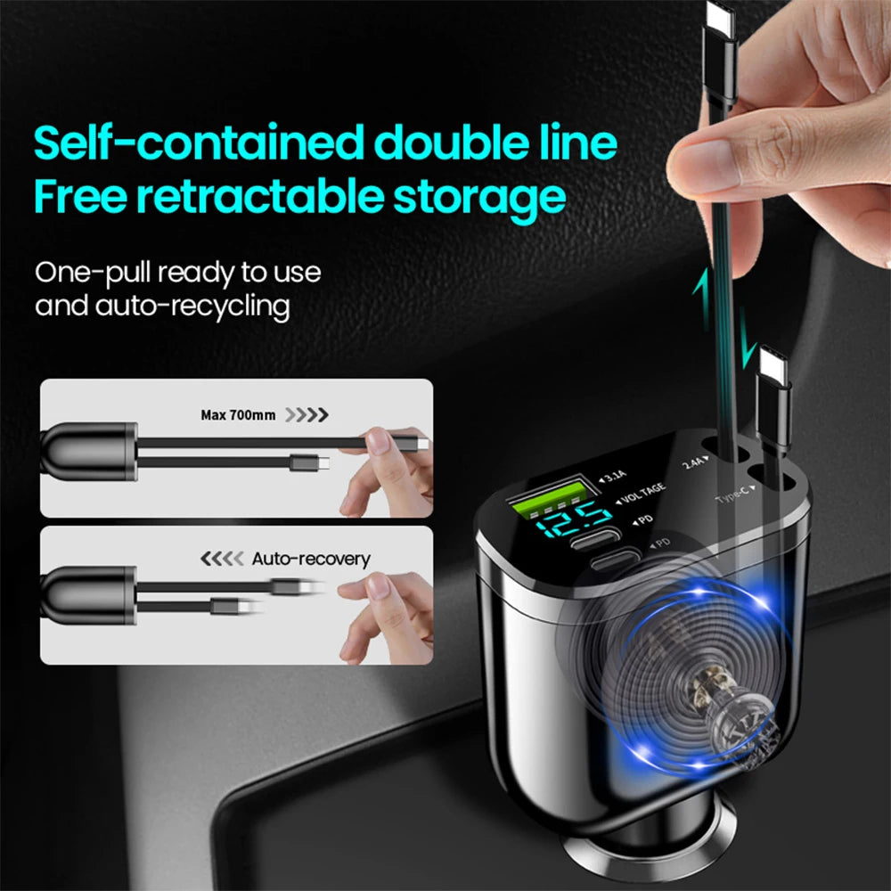 5-in-1 Retractable Fast Car Charger